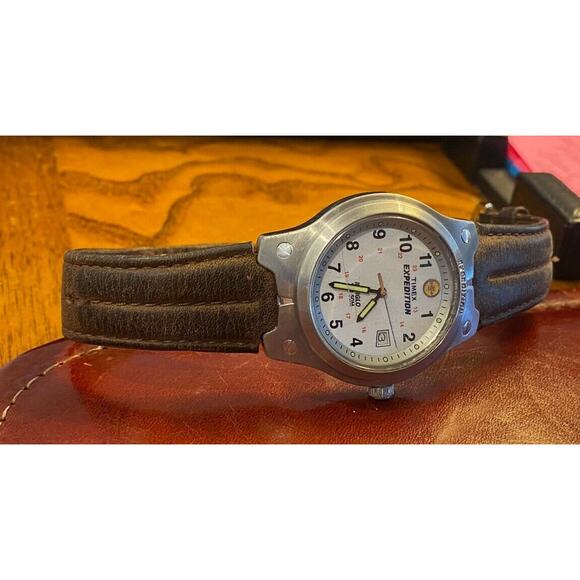 VTG Men's 40mm Silver Tone Timex Expedition Watch Date Indiglo WR 50M